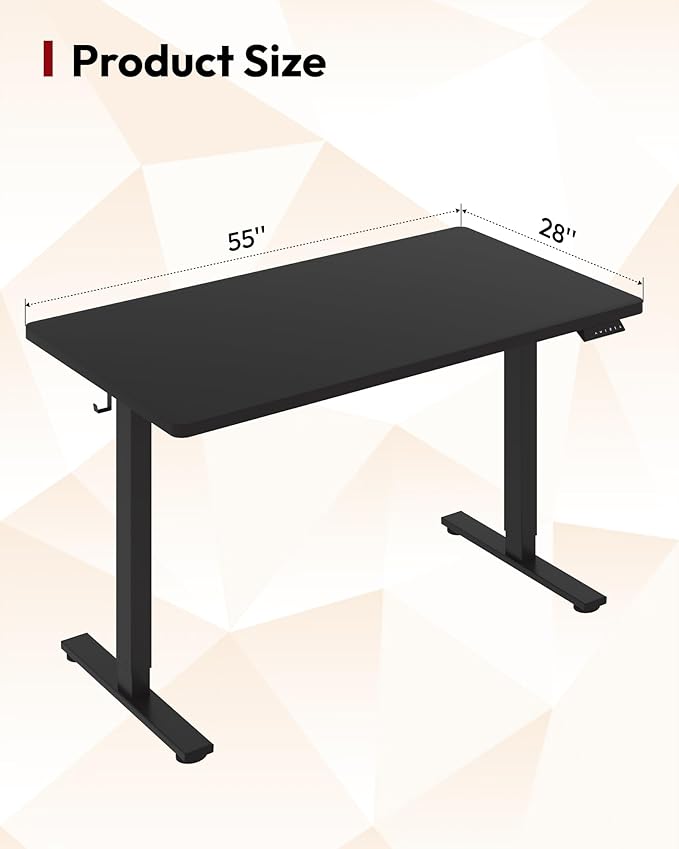 SANODESK Electric Standing Desk 55 x 28 Inches Whole-Piece Desktop Height