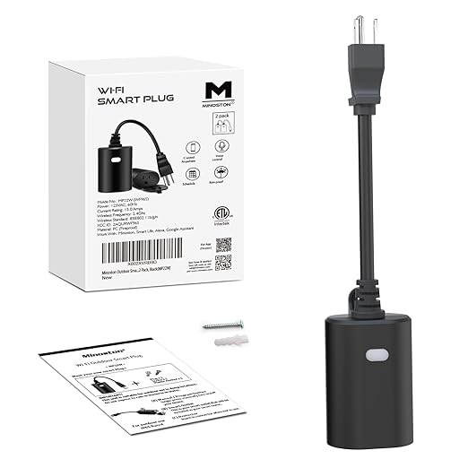 Minoston Outdoor Smart Plug, WiFi Outlet, IP65 Weatherproof, Compatible (2 Pack)