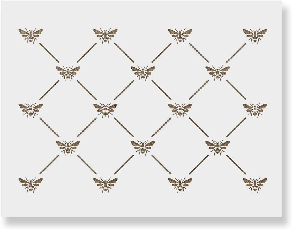 French Bee Trellis Stencil - DIY Wallpaper Alternative - Easily Brighten Up Your Home with This Reusable Wall Pattern Stencil