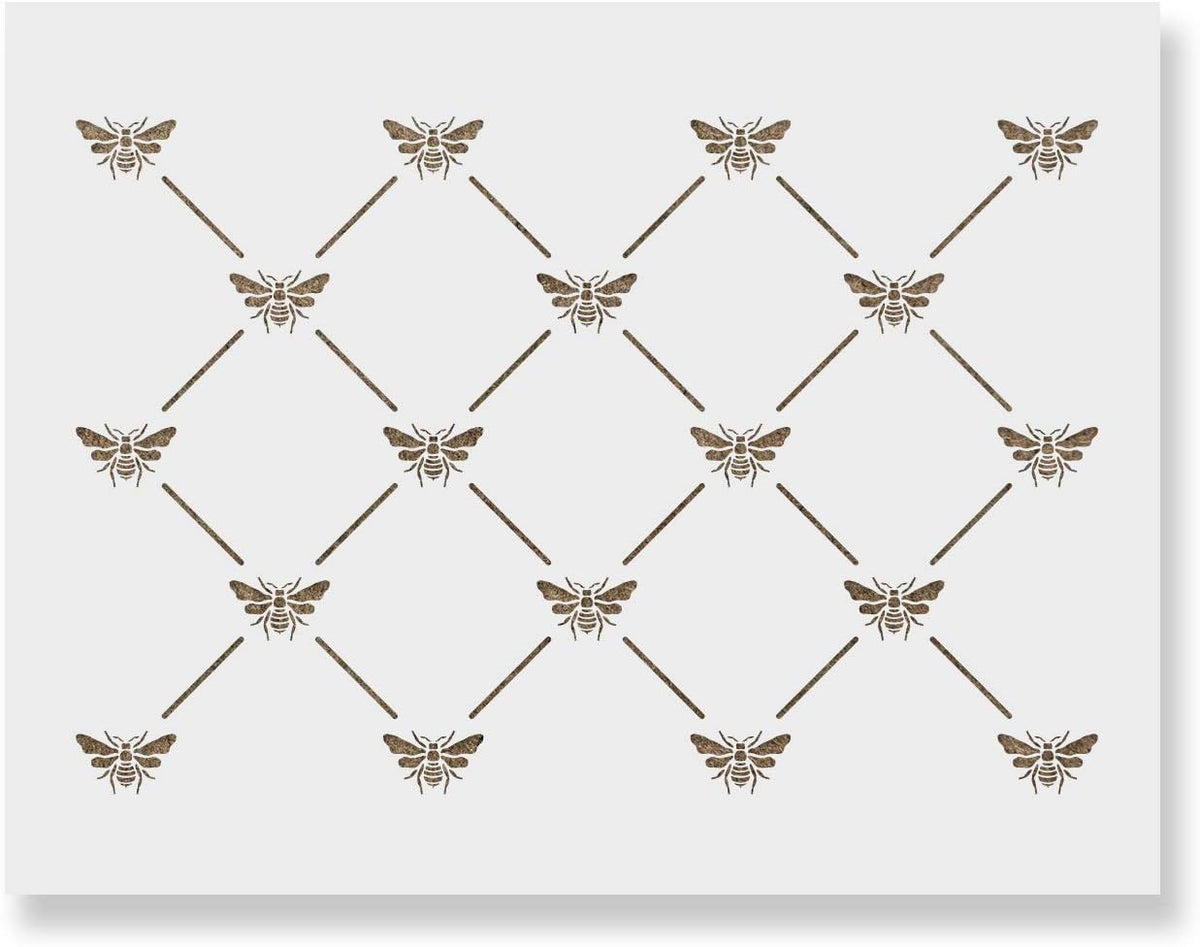 French Bee Trellis Stencil - DIY Wallpaper Alternative - Easily Brighten Up Your Home with This Reusable Wall Pattern Stencil