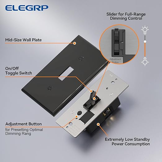 ELEGRP Digital Toggle Dimmer Switch (6 Pack)