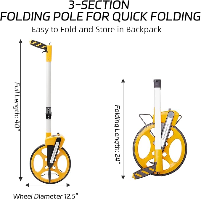 Measuring Wheel With Handle Reset & Brake, Rolling Measuring Wheel in Feet