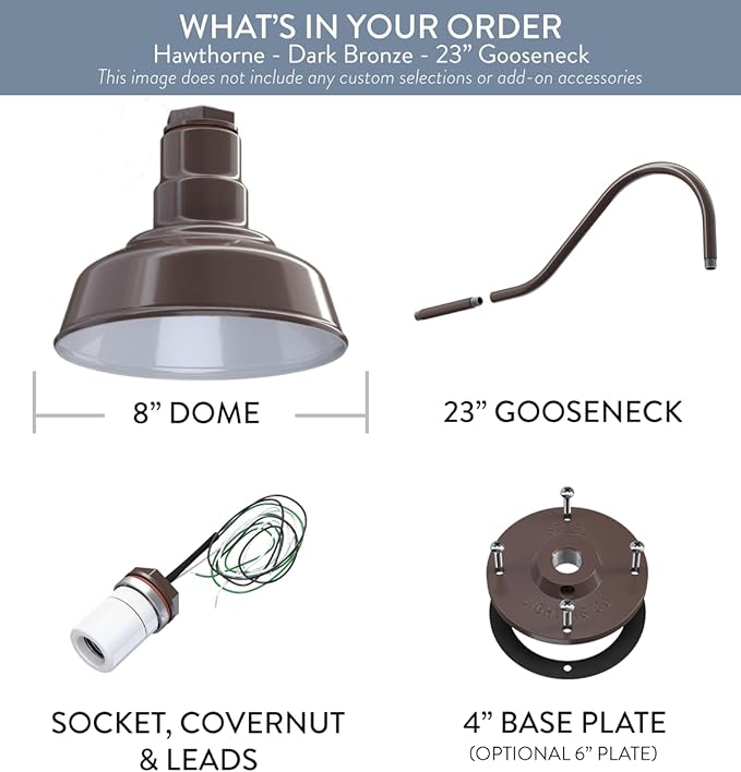 Steel Lighting Co. Hawthorne Barn Light | Outdoor Wall Mounted | 8 inch Dome |