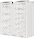 HOMSPARK Indoor/Outdoor Storage Cabinet with Doors and Shelf, 34”x15”x36” HDPE Plastic Storage Box Waterproof for Patio, Garden, Balcony, Multi-Purpose for Daily Tools, White