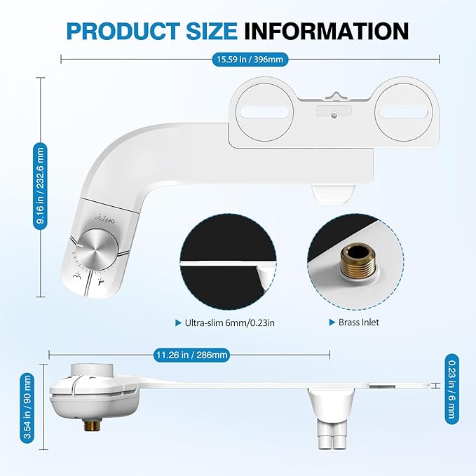 Non-Electric Bidet Attachment for Toilet, Ultra Slim Self-Cleaning Retractable