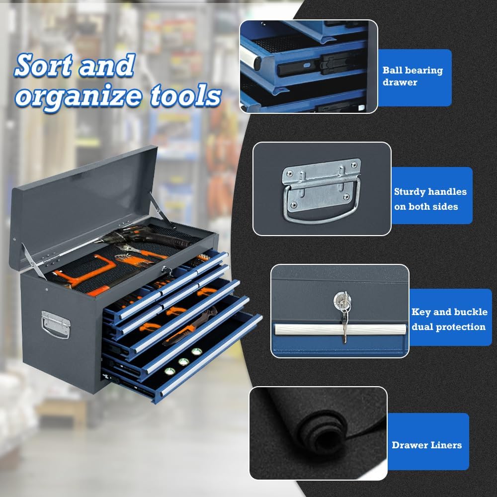 13 drawers tool chest with wheels,large capacity tool, side view