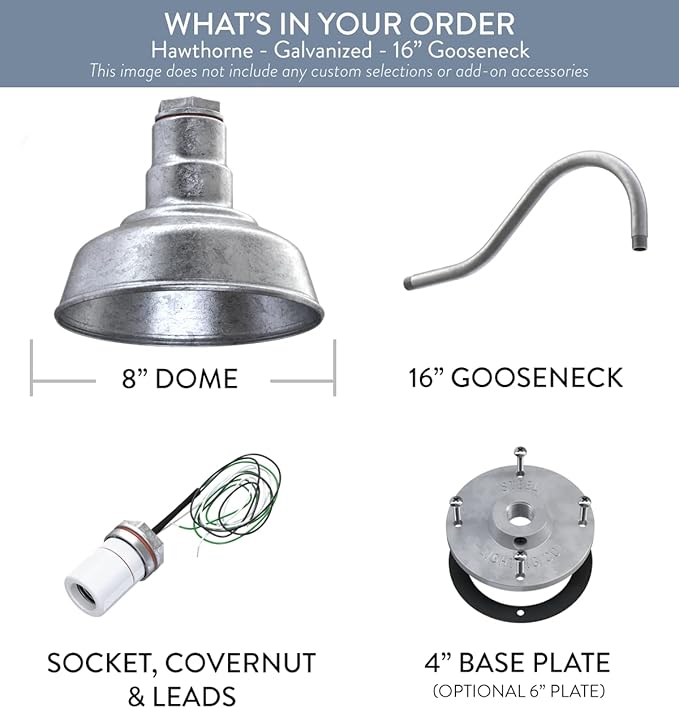 Steel Lighting Co. Hawthorne Barn Light | Outdoor Wall Mounted | 8 inch Dome |