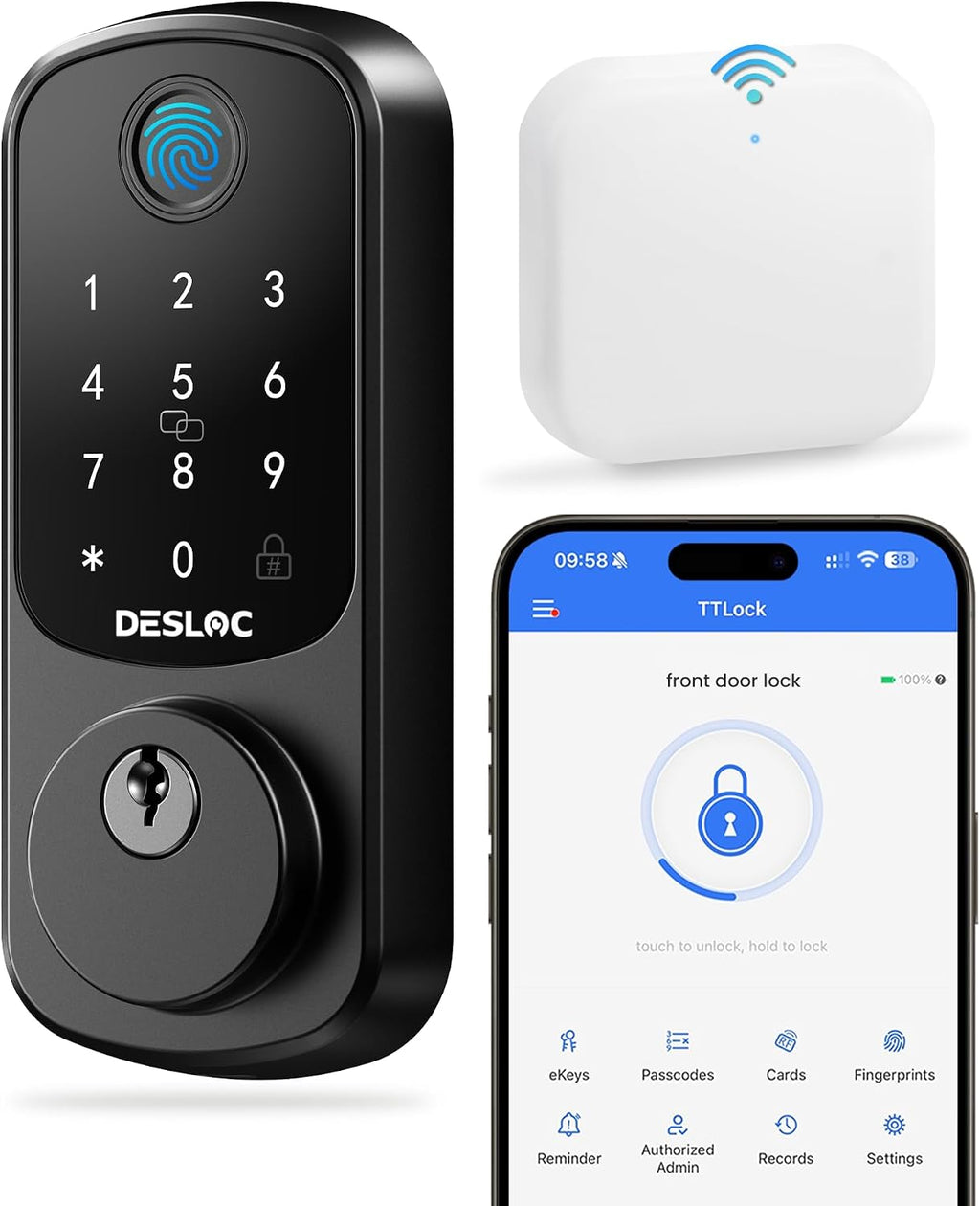 DESLOC Smart Lock B200 WiFi Version, Fingerprint Keyless Entry Door Lock