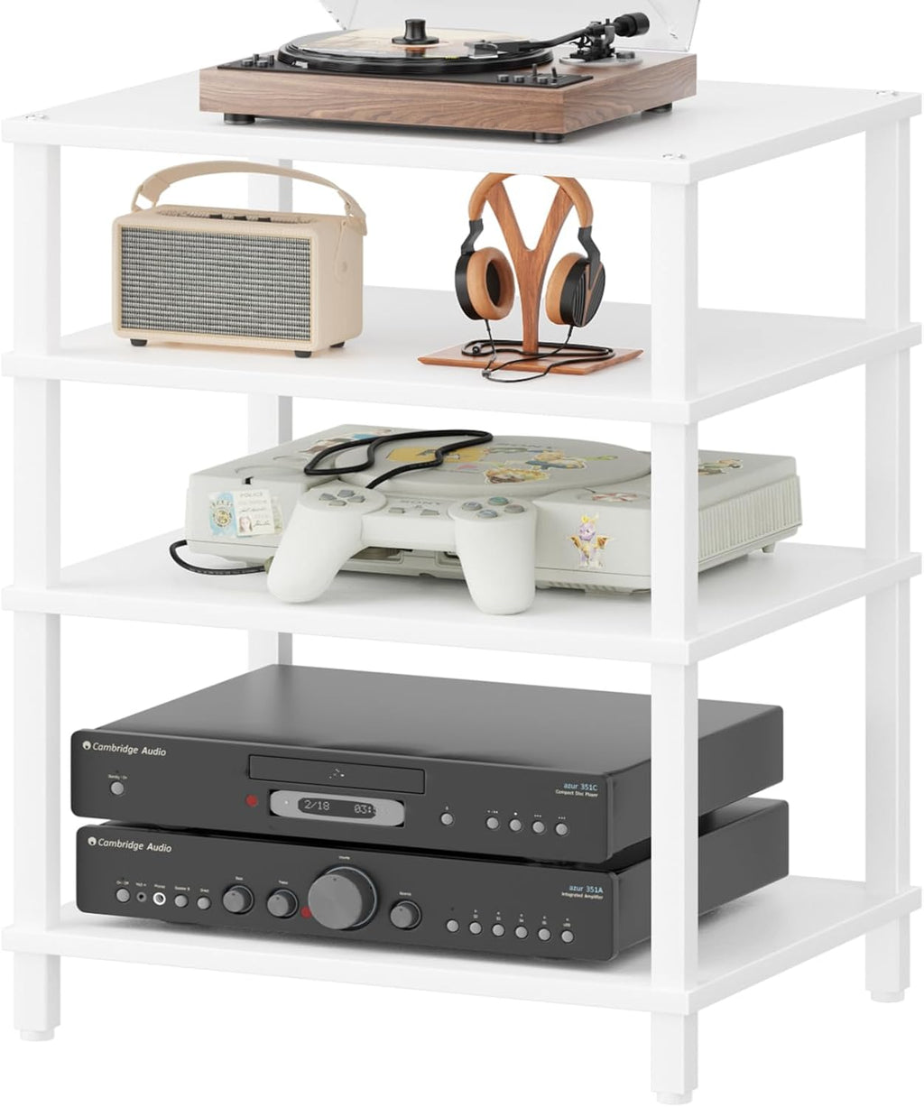 LELELINKY 4-Tier AV Media Player Stand, Stereo Stand, Modern Audio Shelf