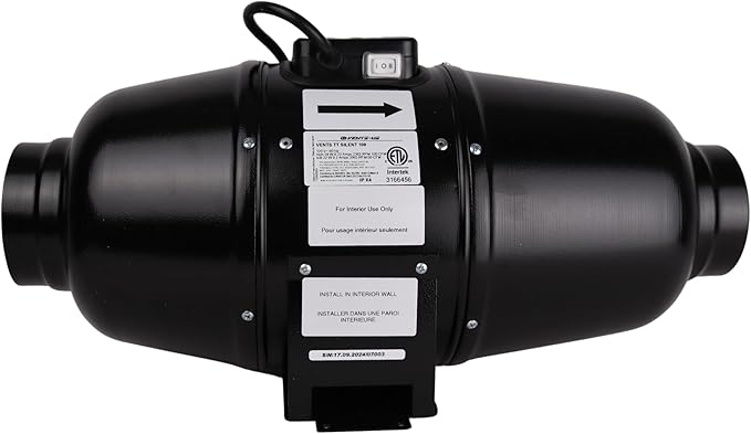 VENTS-US TT Silent M 125-5" Inline Duct Fan Includes Two-Speed Switch