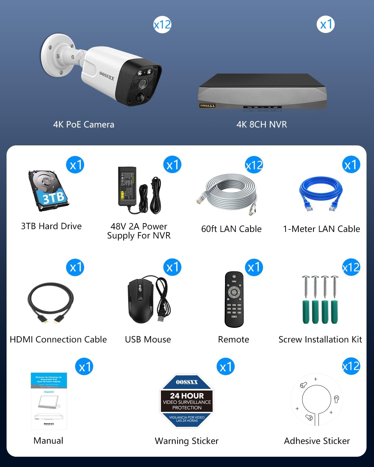 oossxx 2026 update 4k poe ip cameras outdoor, view 10