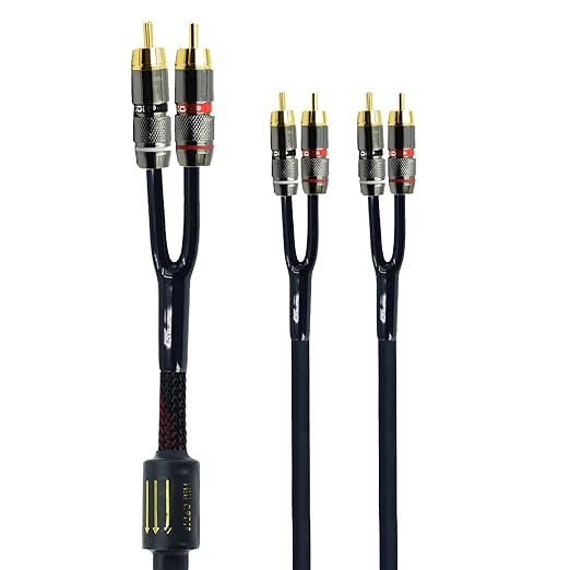Arklove 20ft Shielded RCA Plug Splitter Stereo Audio Video Cable 2 Male to 4
