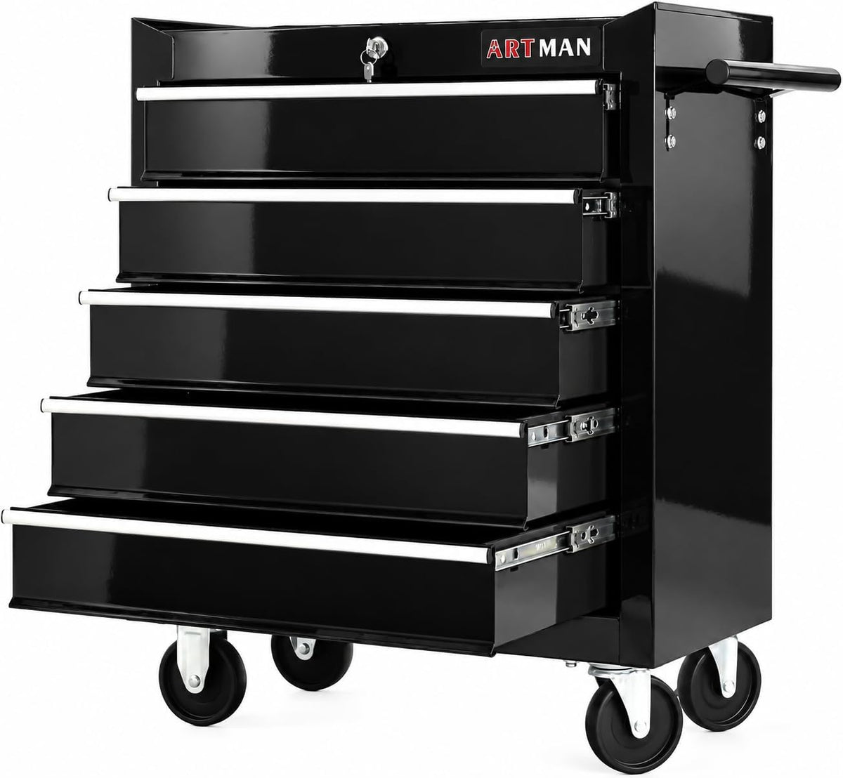 5 Drawers Rolling Tool Chest on Wheels, Multifunctional Tool Cart Tool Storage, Drawers Rolling Tool Trolley Organizer Tool Case for Garage,Warehouse,Workshop,Repair Shop (5 Drawers-Black)