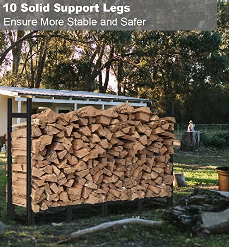 8ft Firewood Rack Outdoor Adjustable Heavy Duty Wood Rack Storage