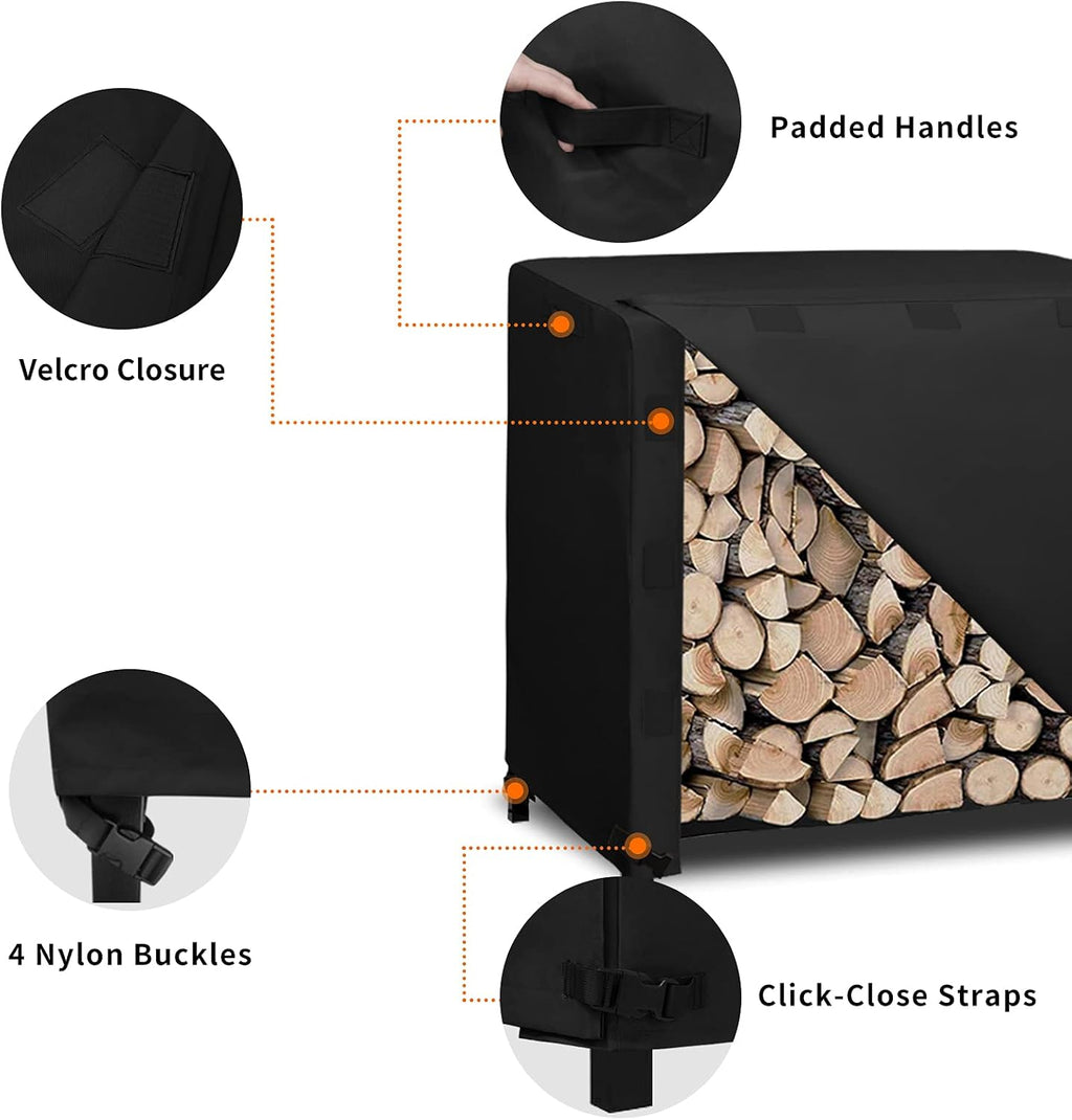 easy-going 4 feet outdoor log rack cover waterproof, side view