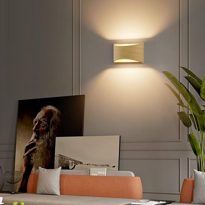 Aipsun Aluminum Modern LED Wall Sconce Hardwired Interior Wall Lights Set of 2