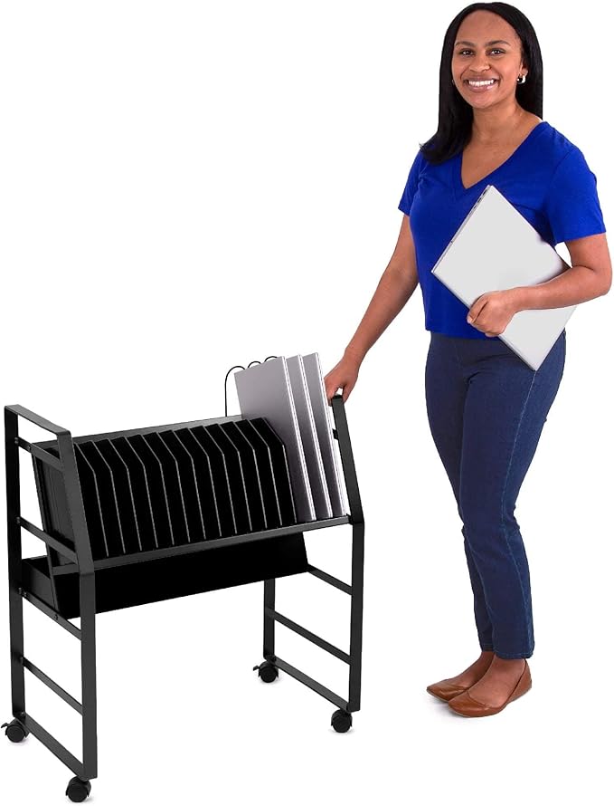 Line Leader 16-Device Mobile Charging Station | Steel Rolling Cart