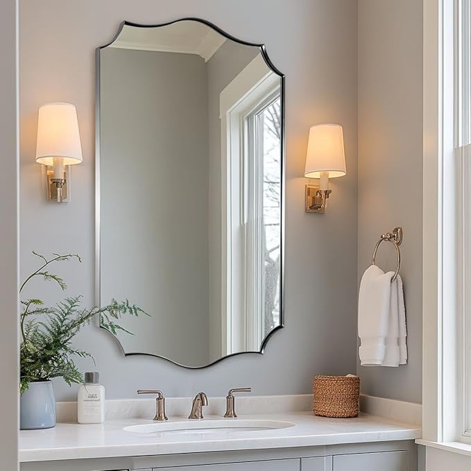 ANDY STAR 24x40 Inch Brushed Nickel Mirror, Unique Rectangle Bathroom Mirror