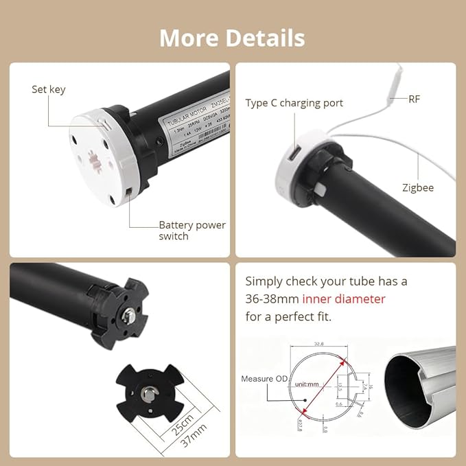 Blindsmart Rechargeable Tuya Zigbee Roller Blinds Motor