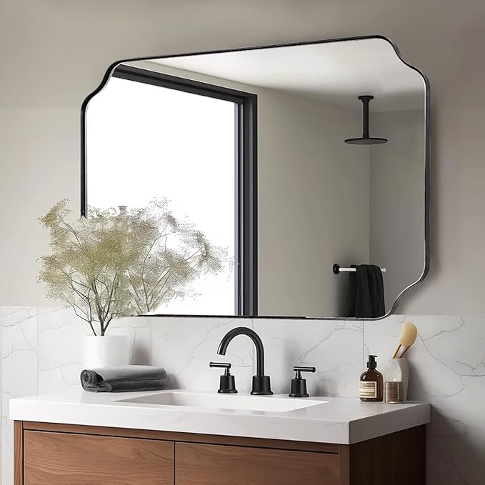ANDY STAR 30x40 Inch Matte Black Mirror, Unique Rectangle Mirror