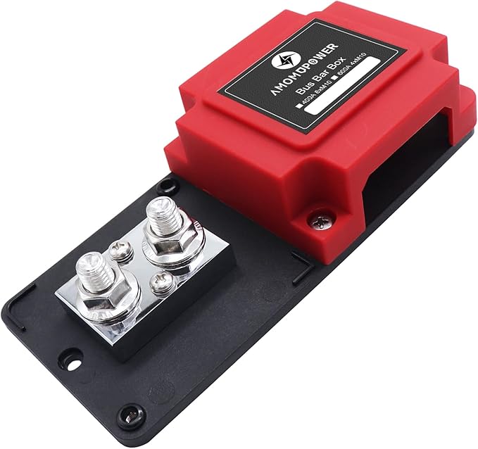 AMOMD 600A 48V Bus Bar Box 4 Stud M10 High Current Tin Plated Copper