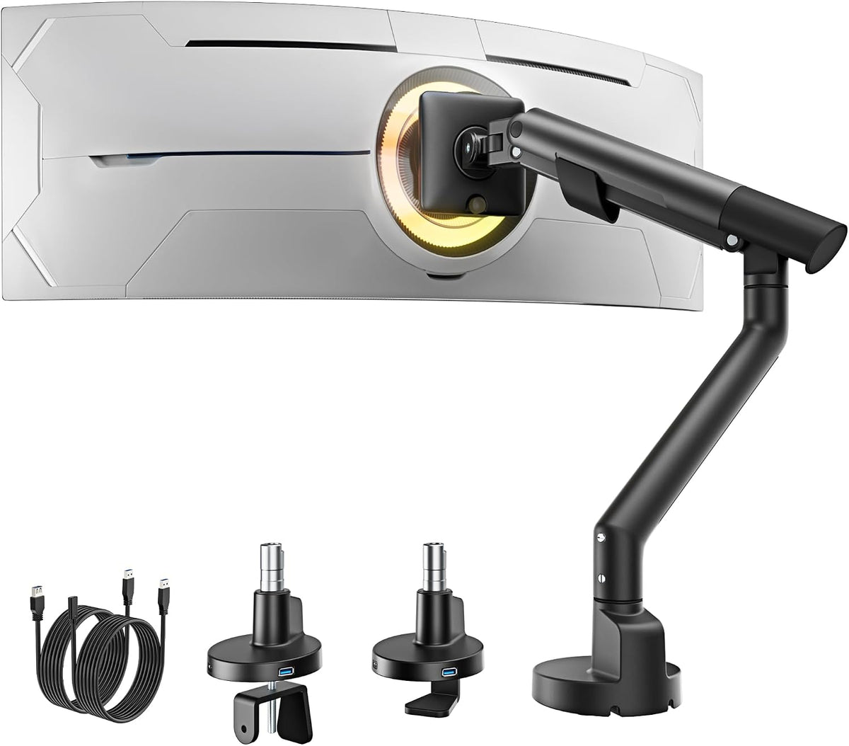 monTEK Single Monitor Arm with USB