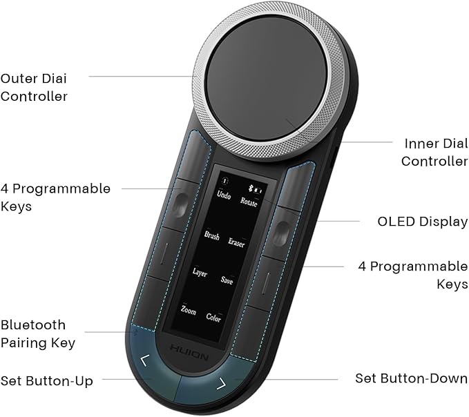 HUION Keydial Remote Bluetooth Programmable Keypad