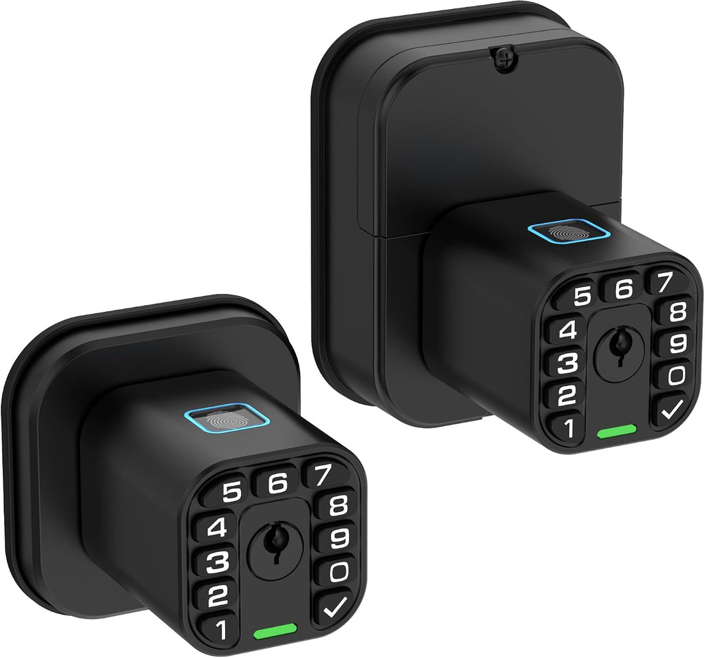 Richelock IU53 Double-Sided Fingerprint & Keypad Door Lock, All-Weather, Fully Waterproof Biometric Entry with Dual-Sided Codes, Same Key Both Sides for for Outdoor, Indoor, Gate, Fence