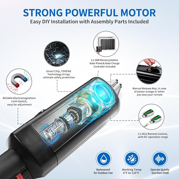TOPENS A8S Automatic Solar Gate Opener