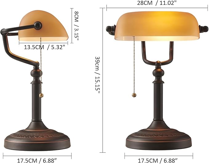 Newrays Matted Orange Glass Bankers Desk Lamp