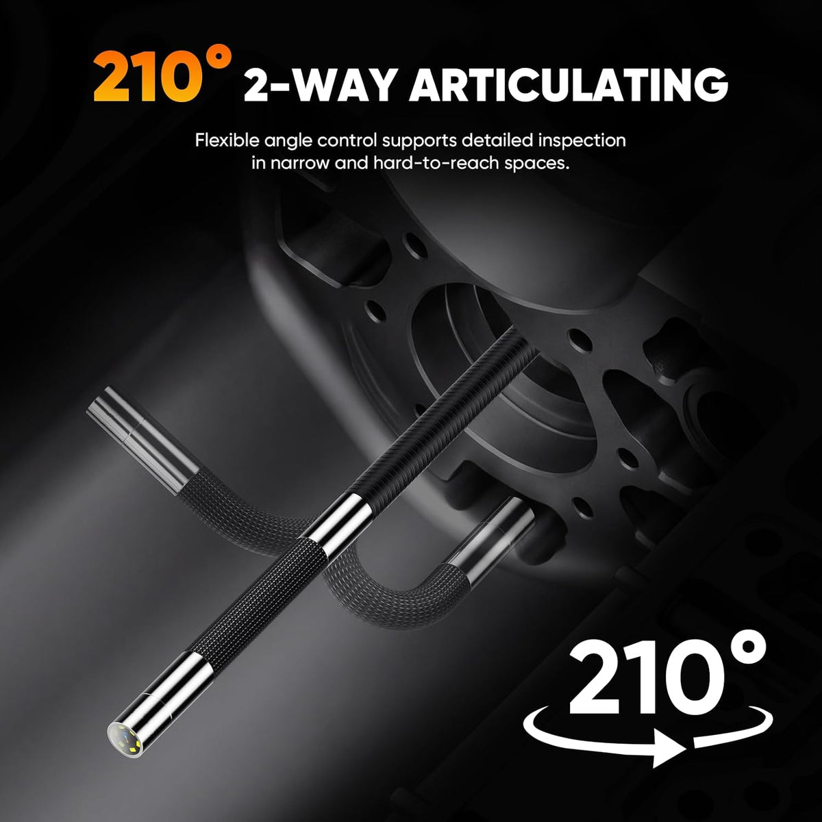 t takmly articulating borescope, 1080p hd endoscope for, side view