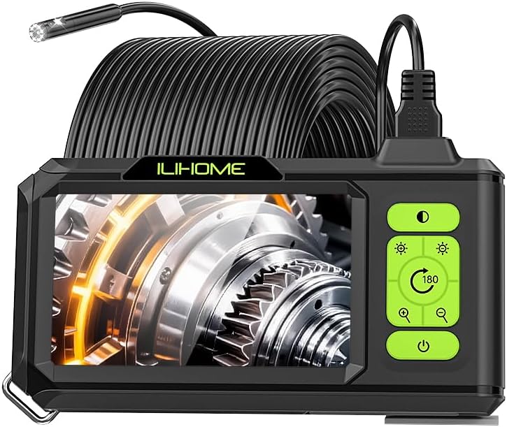 dual lens borescope with light, 1080p industrial endoscope shown in use