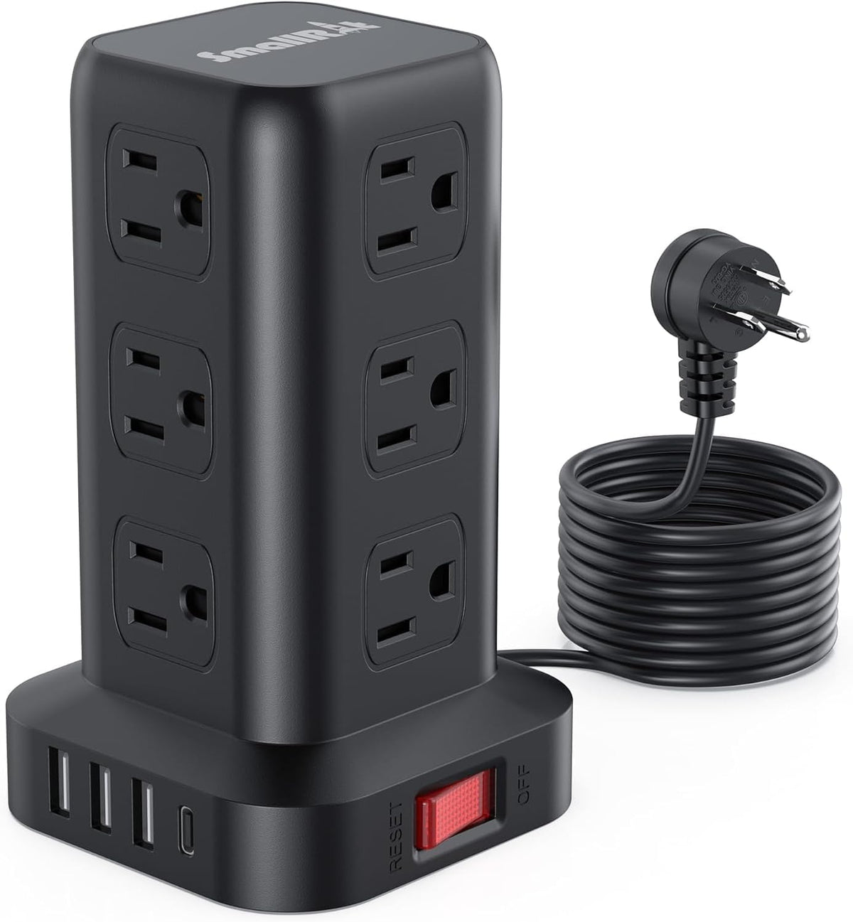 Surge Protector Power Strip Tower, 10FT Extension Cord