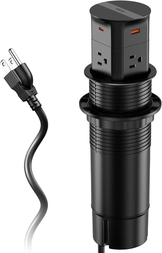 Pop up Outlet for Countertop, PD 20W USB C Fast Charging, 3.15" Desk Grommet