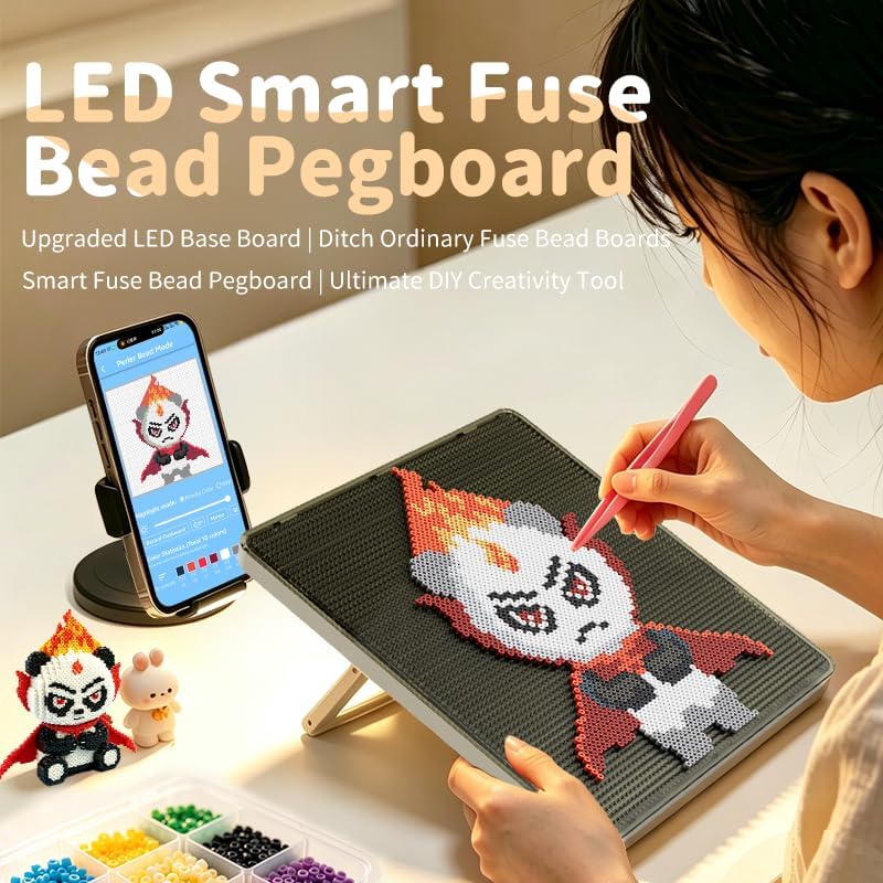 H&W Smart 2.6mm Fuse Bead Board, LED Pegboard Kit for DIY Craft Bead, 52x52