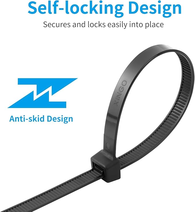 XINGO 24 Inch Black Large Zip Ties Heavy Duty 500 Pack, 200 LBS Ultra Strong