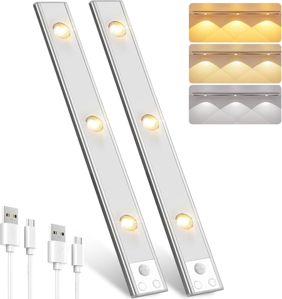 Pak Under Cabinet Lights, Rechargeable Motion Sensor Light Indoor, Wireless and (2 Pack)