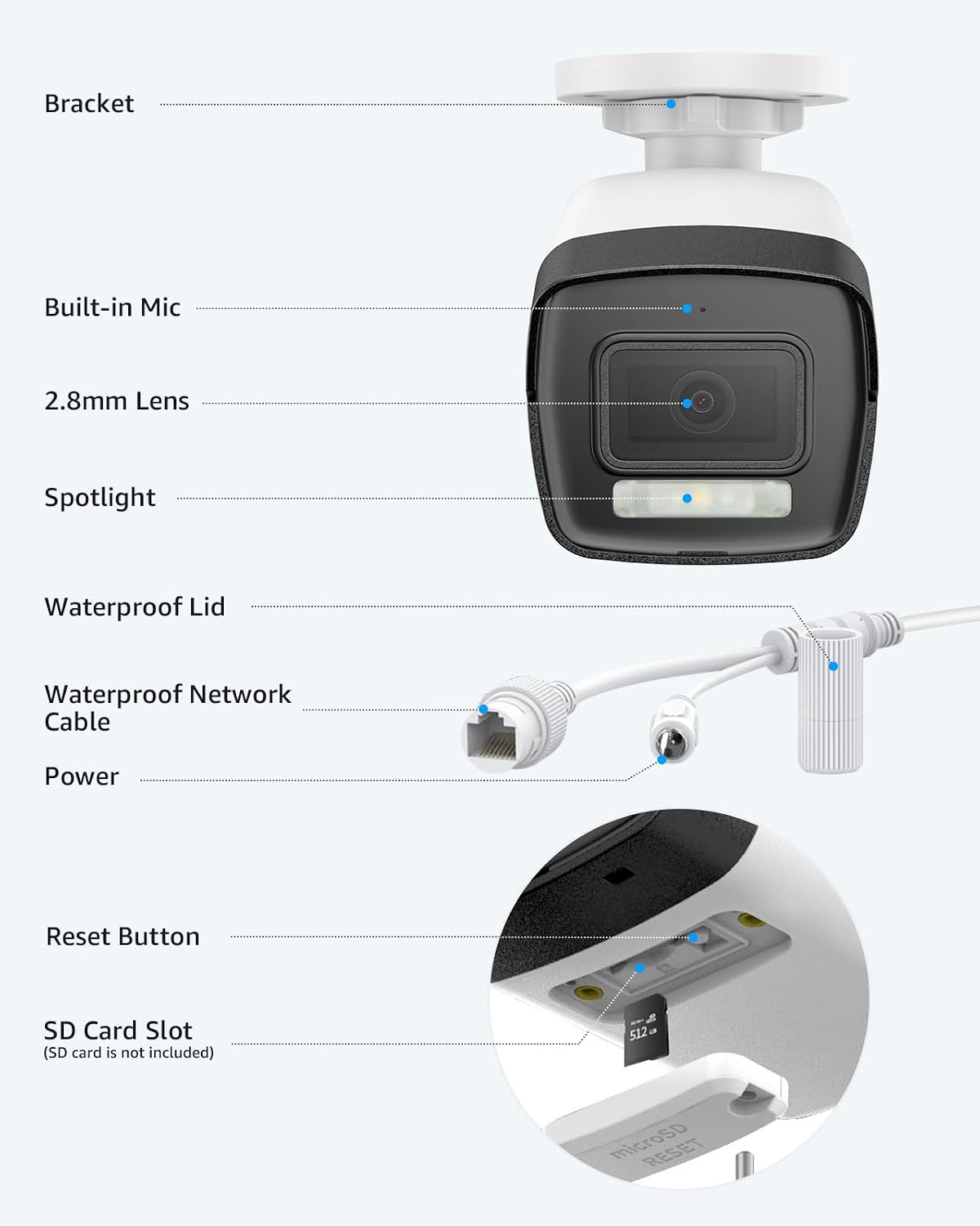 annke 12mp bullet poe security camera outdoor, smart on a desk or shelf
