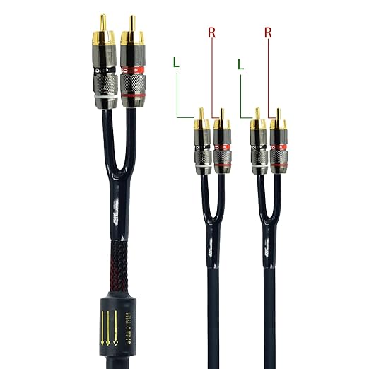 Arklove 10ft Shielded RCA Plug Splitter Stereo Audio Video Cable 2 Male to 4