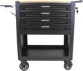 Lockable 4-Drawer Rolling Tool Chest with Wooden Top Workbench