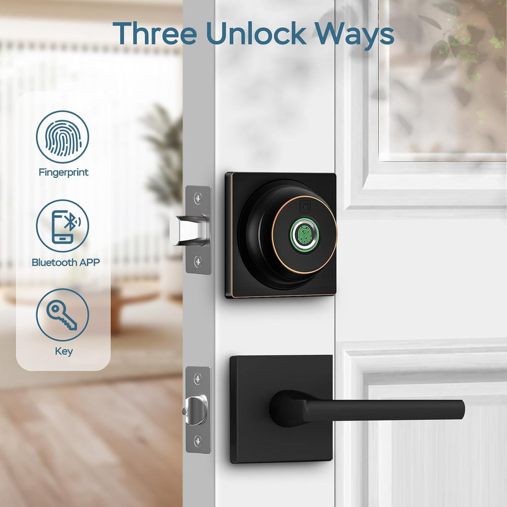 geektale fingerprint deadbolt with app, smart deadbolt lock, close-up detail