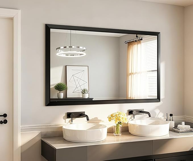 SMIROR Matte Black Bathroom Mirror