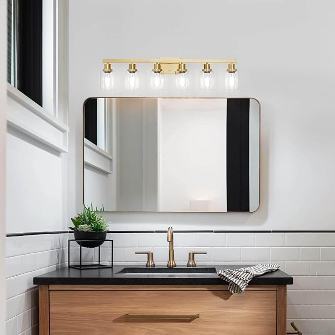 DIKAIDA 6 Light Gold Bathroom Vanity Light, Bathroom Light Fixtures