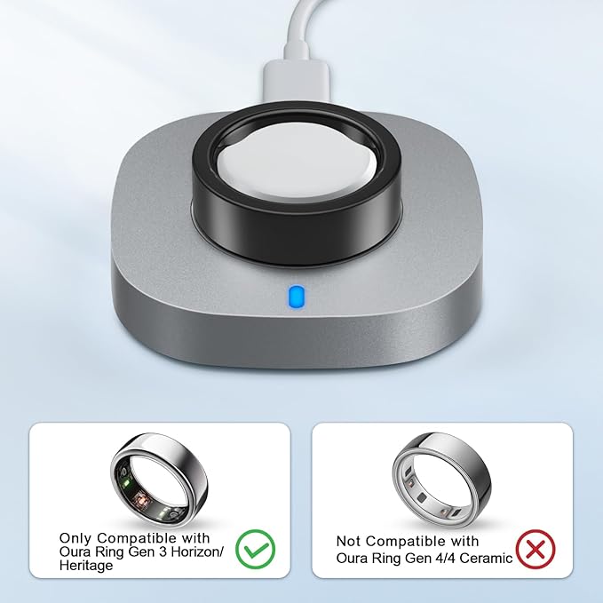 ZOOROO Charger Compatible with Oura Ring Gen 3 Size 12, Fast Charging Dock with