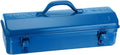 HARFINGTON Tool Box 16.5" Portable Steel Tool Box Hip Roof Style with Metal Latch Closure Tool Chest for Household Workshop Car, Blue
