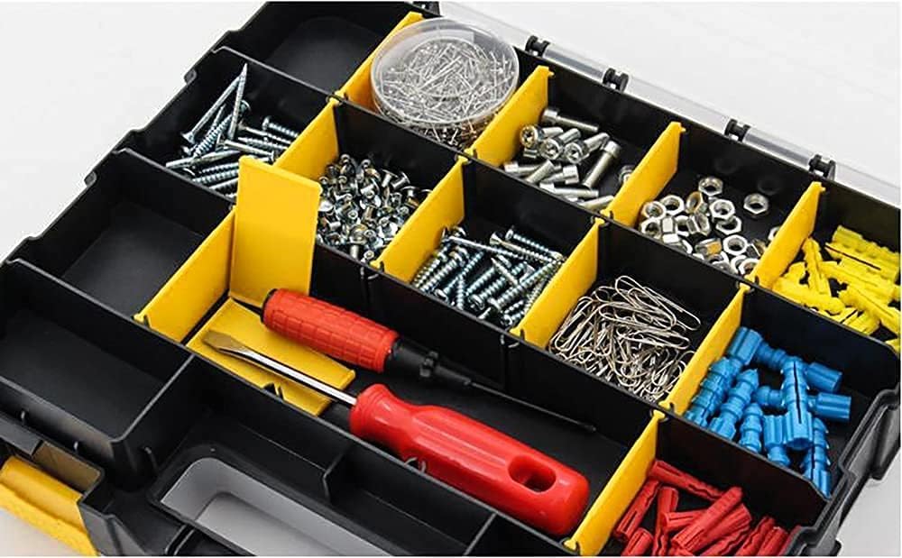 aidy-pro hardware organizer box 34 compartments small parts on a desk or shelf