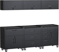 Black Garage Storage Cabinets System 6 PCS Workshop Set with Drawers Locking Heavy Duty Rolling Cart with Adjustable Shelves Garage Tool Workbench Cabinets,6pcs-1