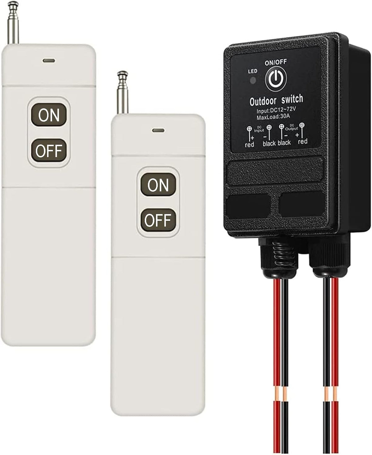 Wireless Remote Control Switch DC12V-72V 30A Relay Remote Switch