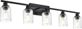 WINSHEN 40 Inches Length Black Bathroom Lighting Fixtures, 5-Light Modern