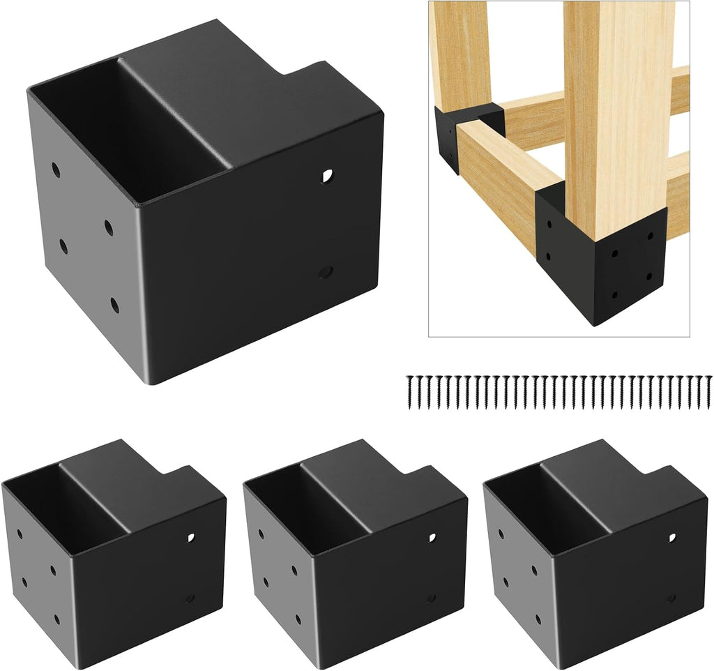 4 Pcs 2"x4" Heavy Duty Workbench Bracket Kit, Black Steel